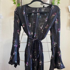 Topshop Vintage Embroidered Silk Wrap Dress
